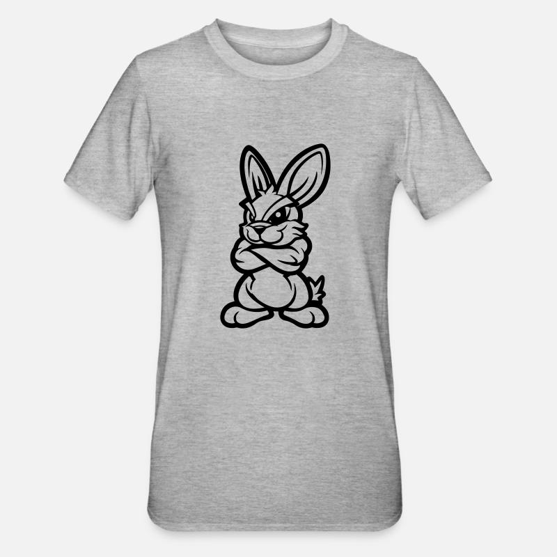 Hase Rabbit Comic - Unisex Polycotton T-Shirt - heather grey