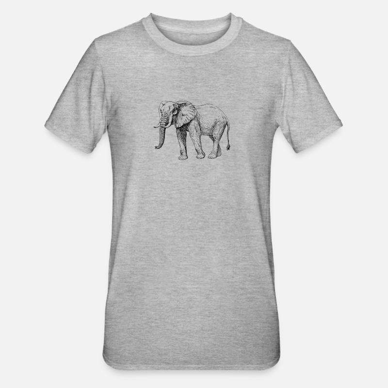 éléphant - T-shirt polycoton Unisexe - gris chiné