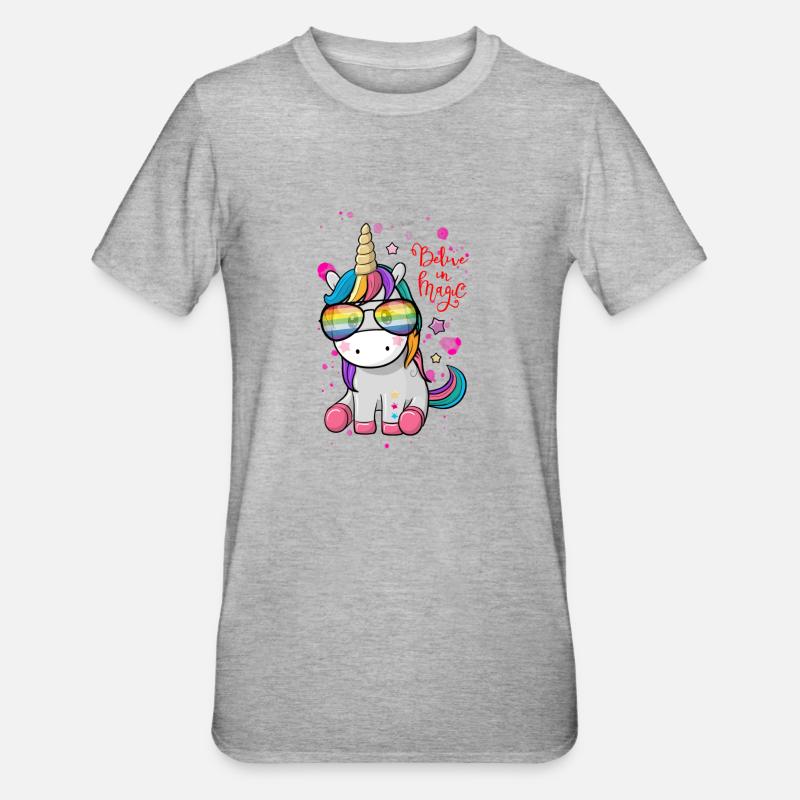 licorne - T-shirt polycoton Unisexe - gris chiné