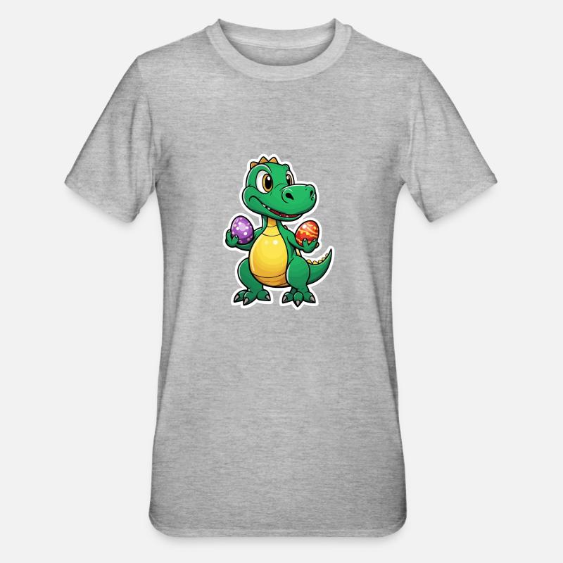 Dinosaur Easter Eggs Easter - Unisex Polycotton T-Shirt - heather grey