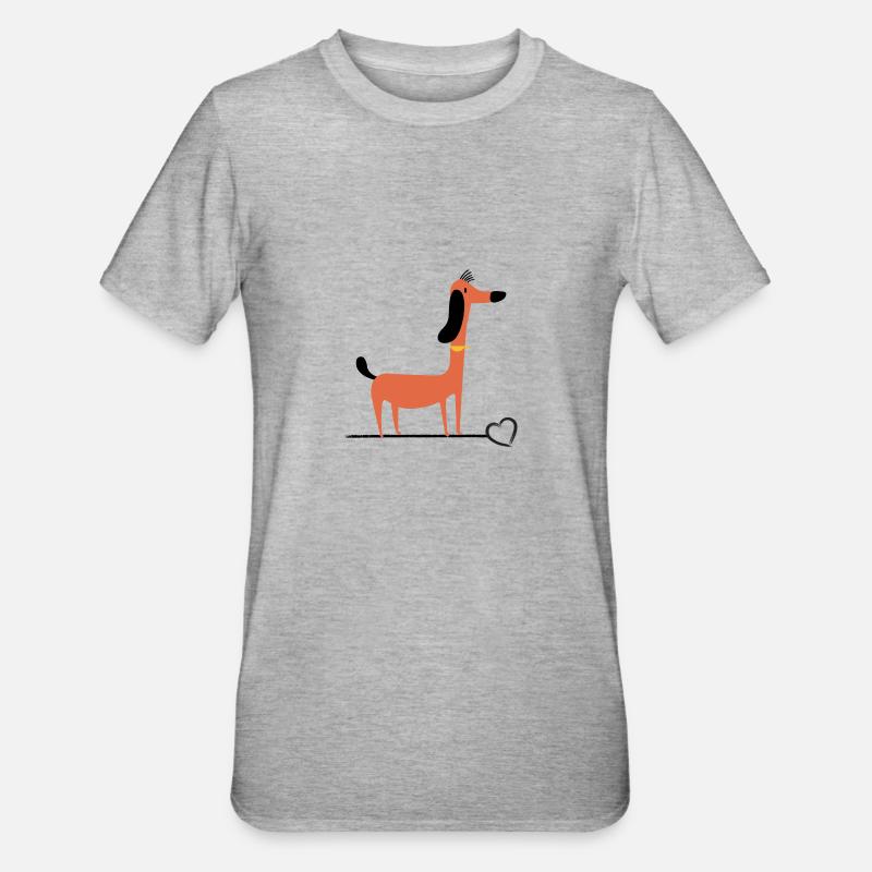 Teckel-teckel-teckel-amour teckel-teckel - T-shirt polycoton Unisexe - gris chiné