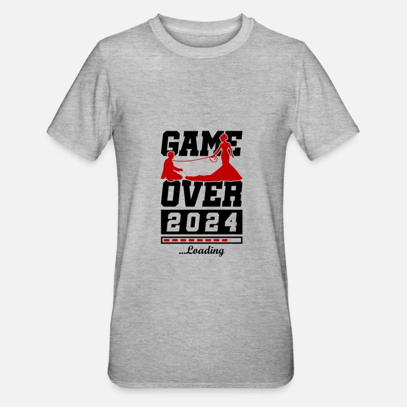 Hochzeit Loading 2024 Game Over - Unisex Polycotton T-Shirt - Grau meliert