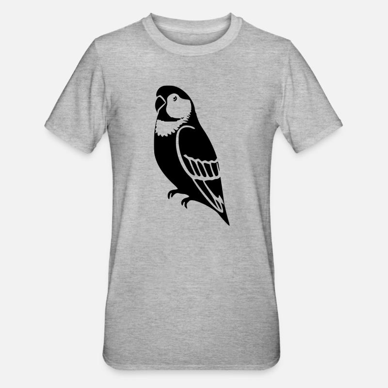 Perroquets Oiseau Geshenk - T-shirt polycoton Unisexe - gris chiné