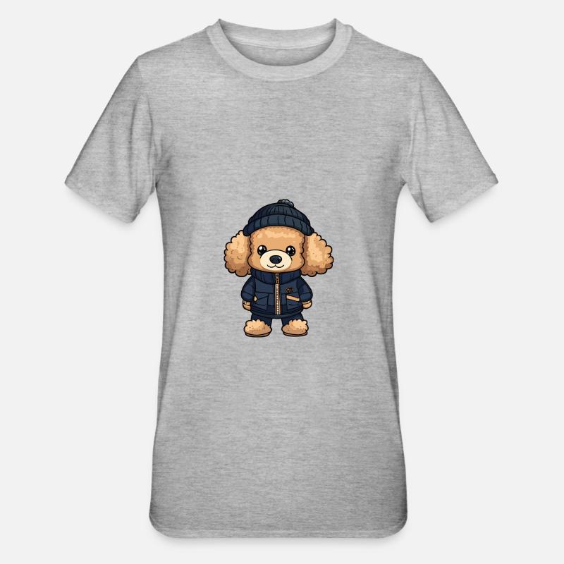 Caniche chien élégant - T-shirt polycoton Unisexe - gris chiné