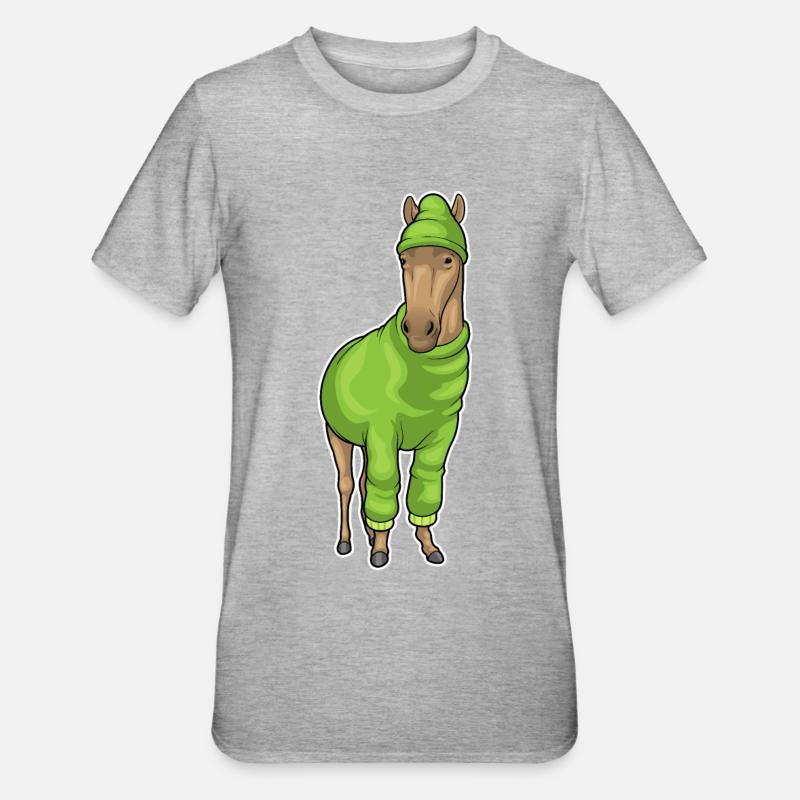 Pferd Pullover Mütze - Unisex Polycotton T-Shirt - Grau meliert