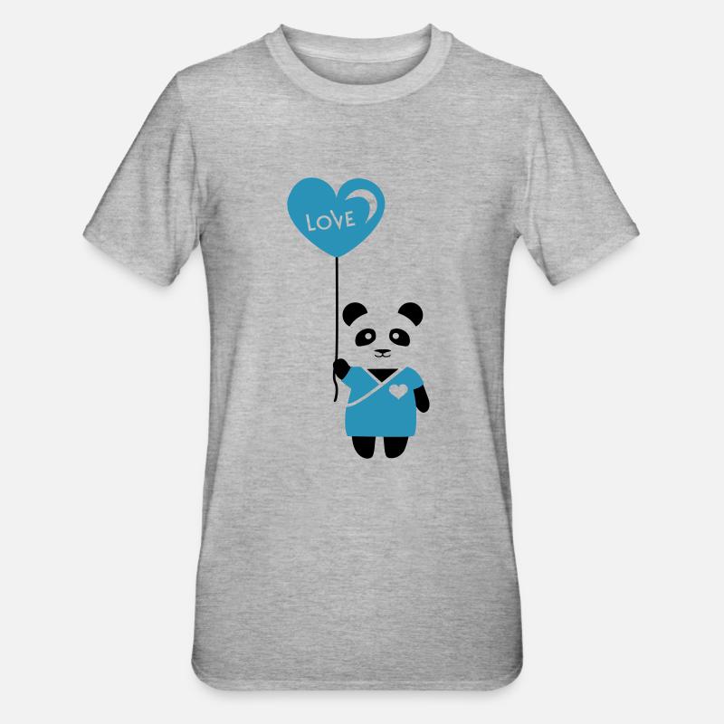 Pärchenshirt "Panda" Junge - Unisex Polycotton T-Shirt - Grau meliert