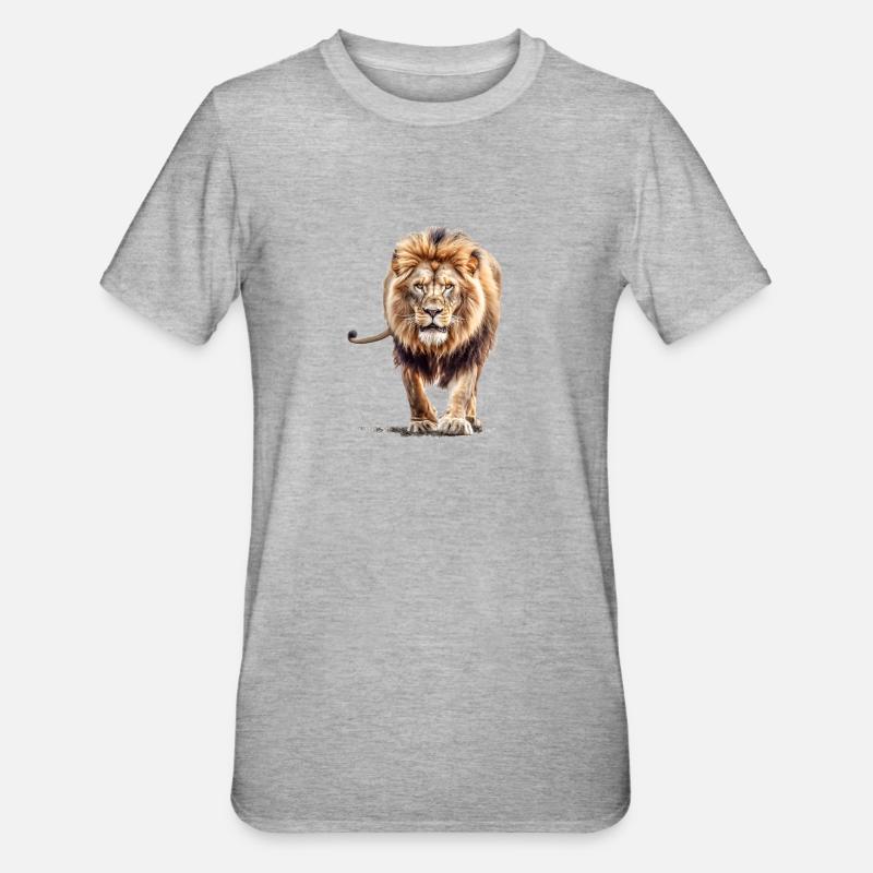 Löwe - Unisex Polycotton T-Shirt - Grau meliert