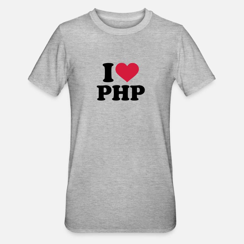 I love PHP - T-shirt polycoton Unisexe - gris chiné