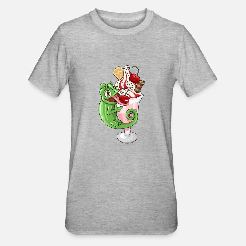 Sundae avec caméléon - T-shirt polycoton Unisexe - gris chiné