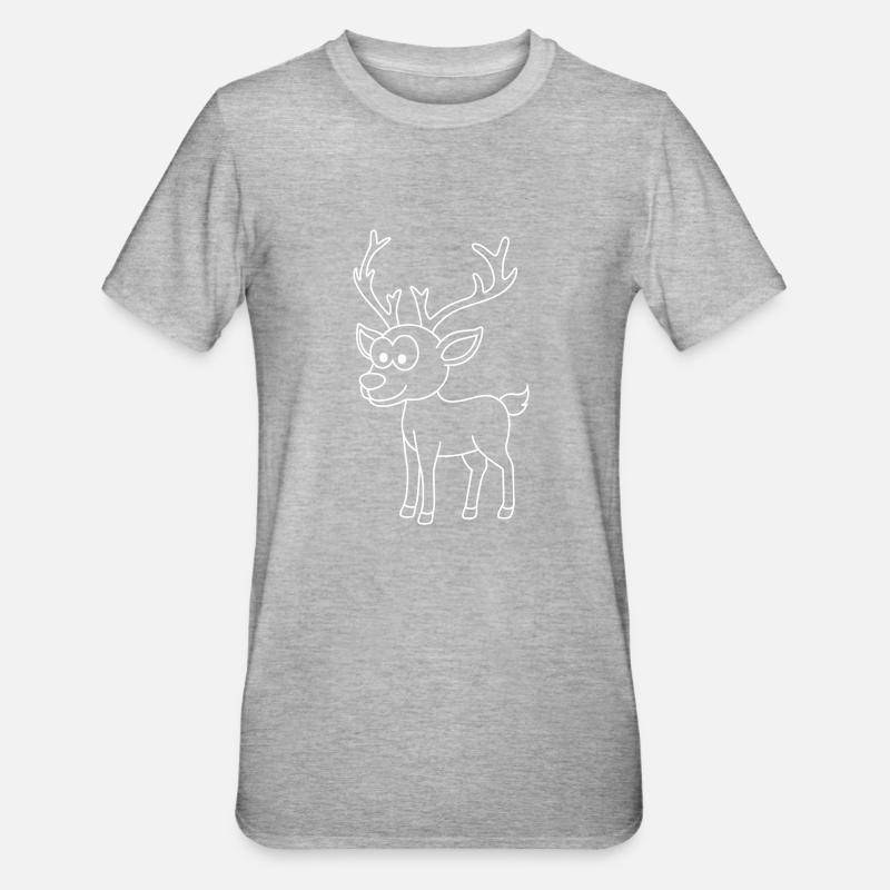 Hirsch Comic Tier - Unisex Polycotton T-Shirt - Grau meliert