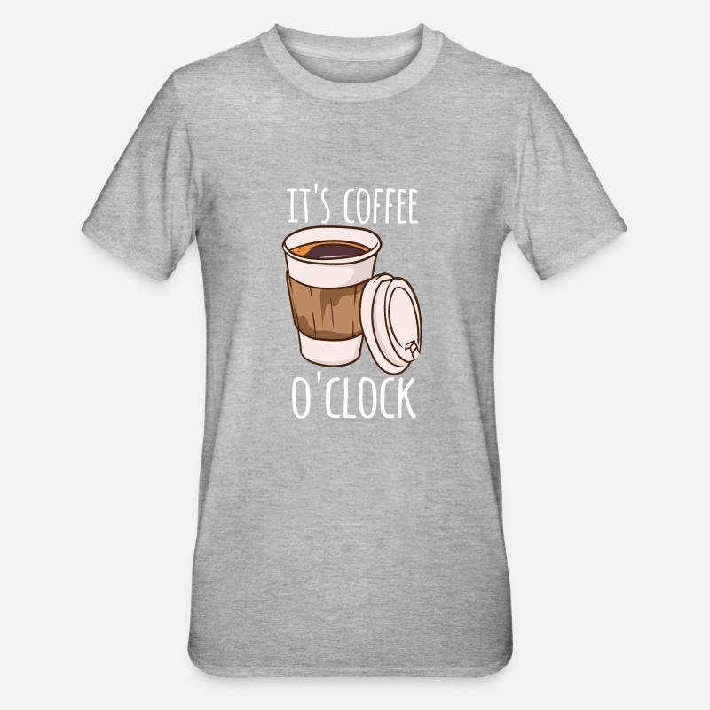It's Coffee o'clock - Unisex Polycotton T-Shirt - Grau meliert