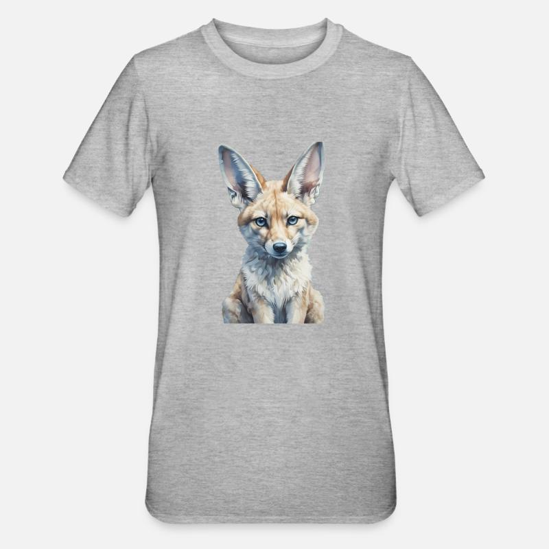 Fennec Renard - T-shirt polycoton Unisexe - gris chiné