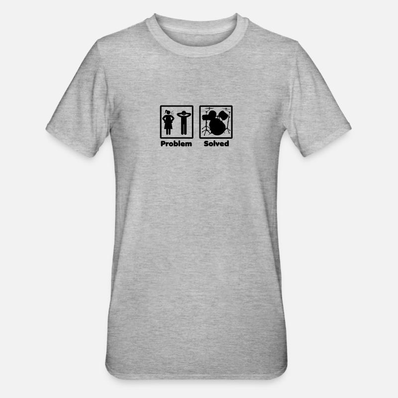 problem solved DRUMMER DRUMS drums - Unisex Polycotton T-Shirt - heather grey