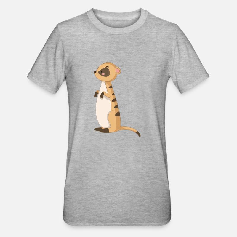 Manguste Erdmännchen - Unisex Polycotton T-Shirt - Grau meliert