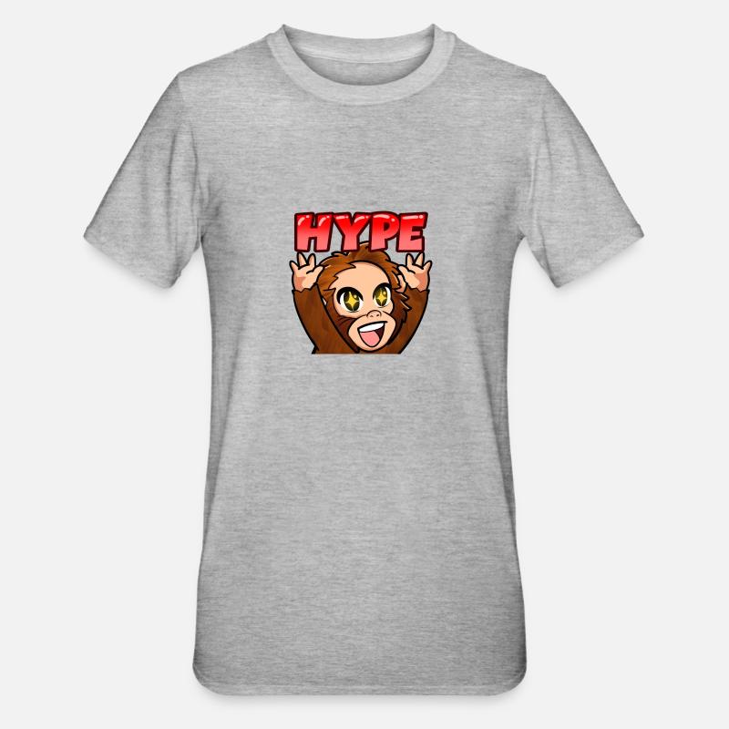 Affe mit Freude - Unisex Polycotton T-Shirt - Grau meliert
