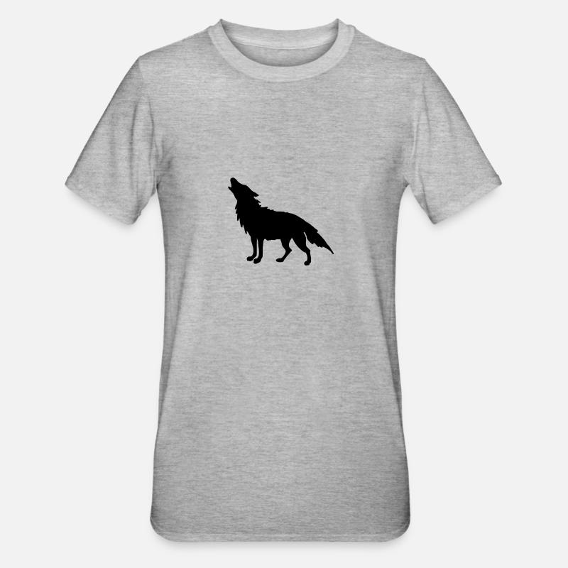 Heulender Wolf - Unisex Polycotton T-Shirt - Grau meliert