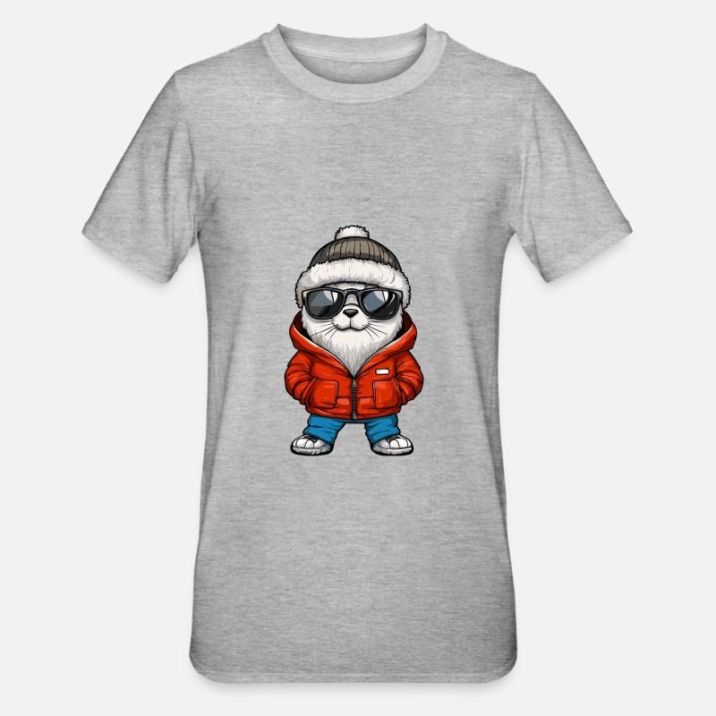 Robbe Tier Cool Comic - Unisex Polycotton T-Shirt - Grau meliert