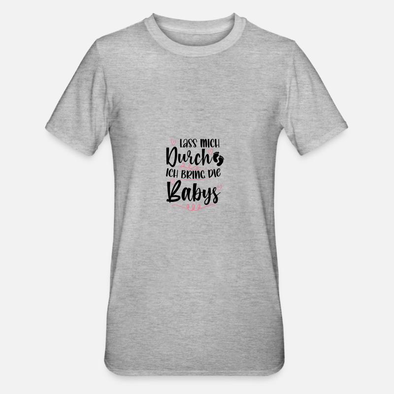 Hebammen - Unisex Polycotton T-Shirt - Grau meliert
