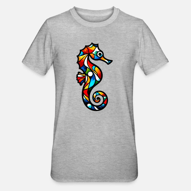 Seepferdchen - Unisex Polycotton T-Shirt - Grau meliert