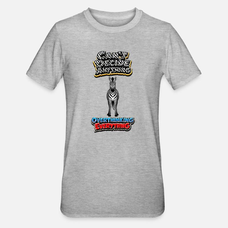 Zebra Overthinking Graphics - Unisex Polycotton T-Shirt - heather grey