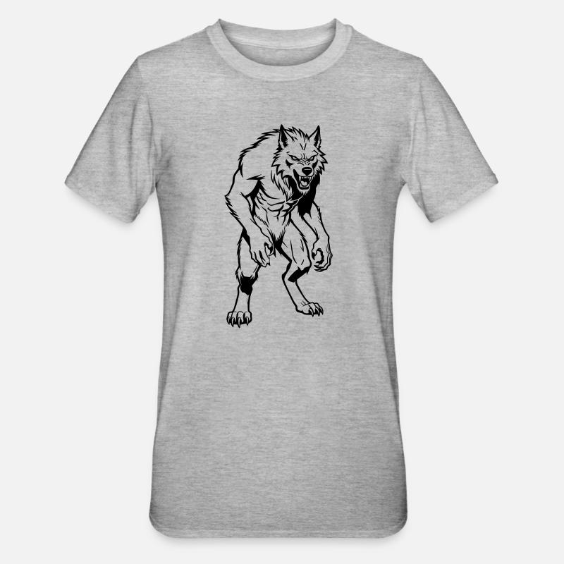 Werwolf - Unisex Polycotton T-Shirt - Grau meliert