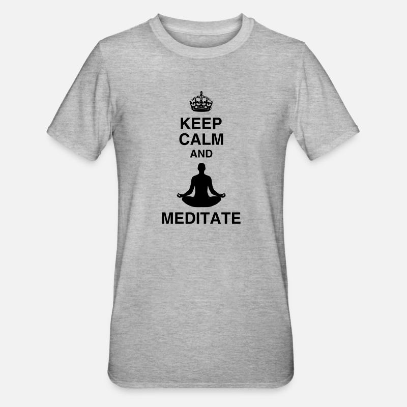 Keep Calm and Meditate - Unisex Polycotton T-Shirt - heather grey