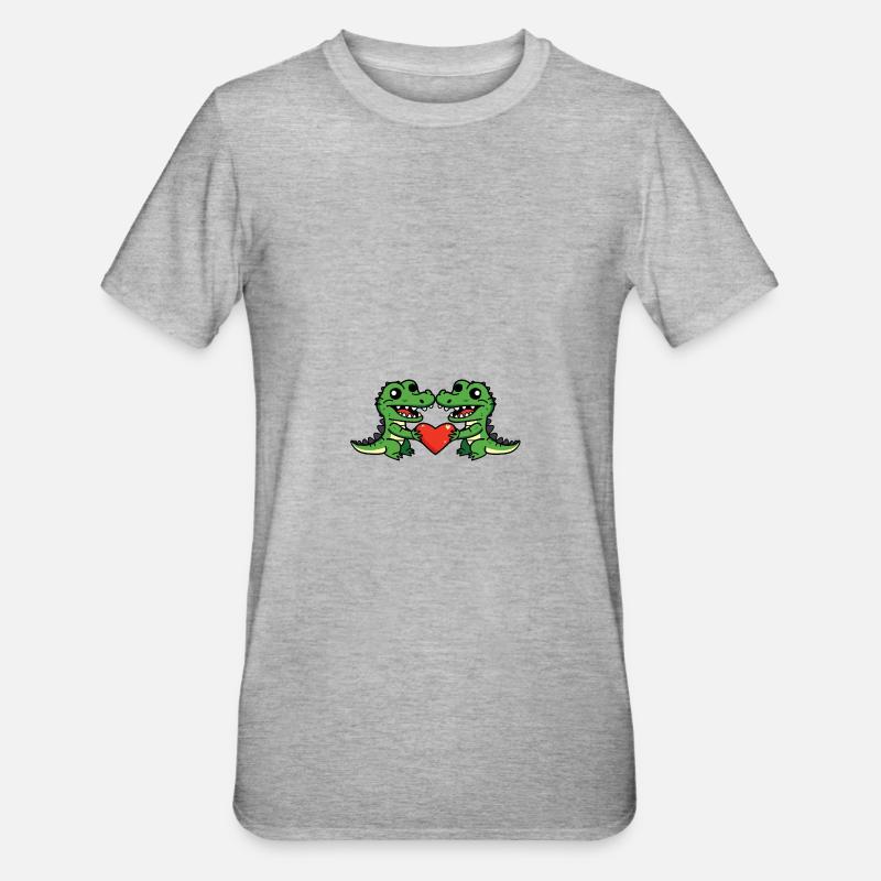 Couple d’alligators Saint-Valentin - T-shirt polycoton Unisexe - gris chiné