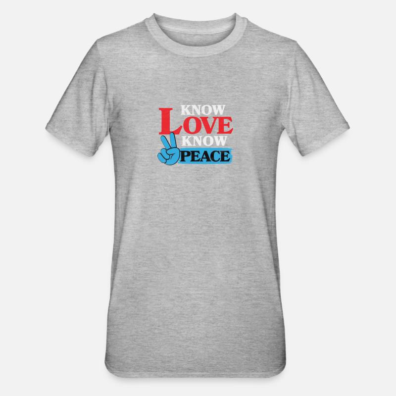 Know love know peace - Unisex Polycotton T-Shirt - heather grey