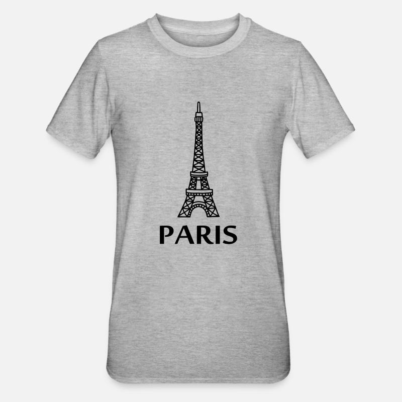 Paris - Eiffelturm - Unisex Polycotton T-Shirt - Grau meliert