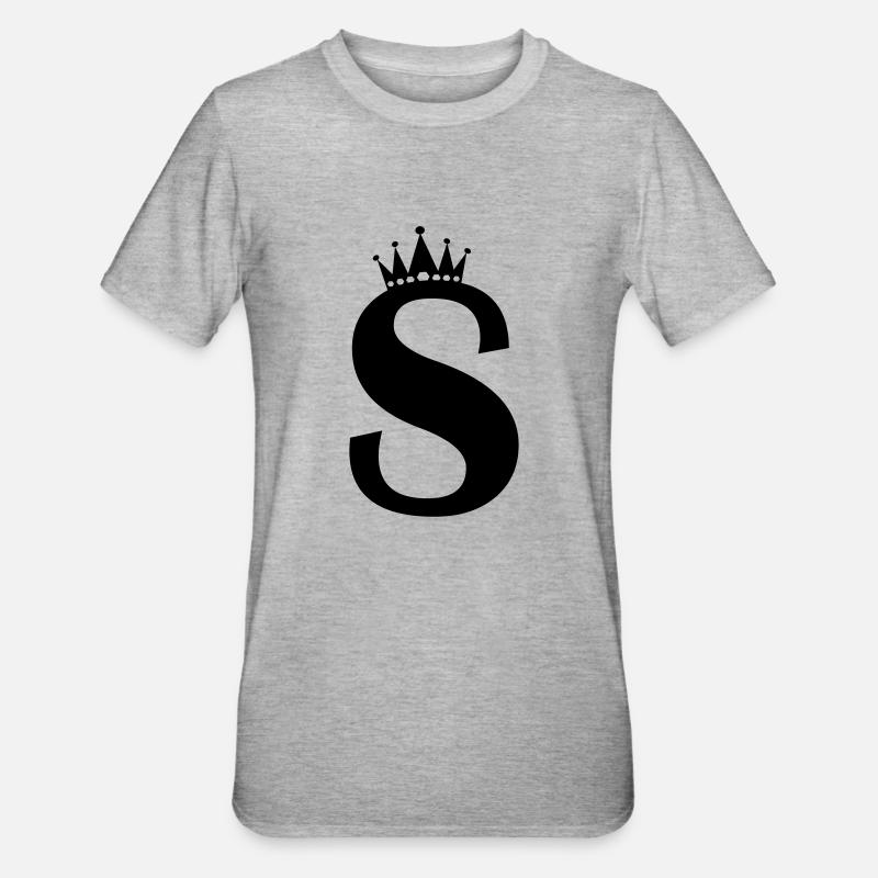 buchstabe S Krone - Unisex Polycotton T-Shirt - Grau meliert