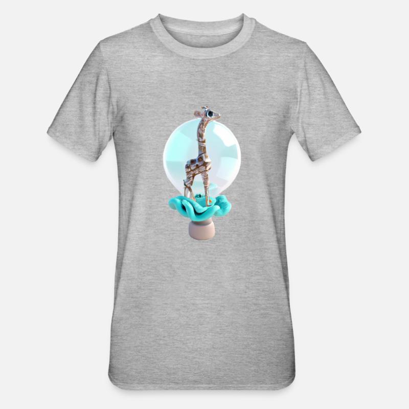 Design Girafe - T-shirt polycoton Unisexe - gris chiné