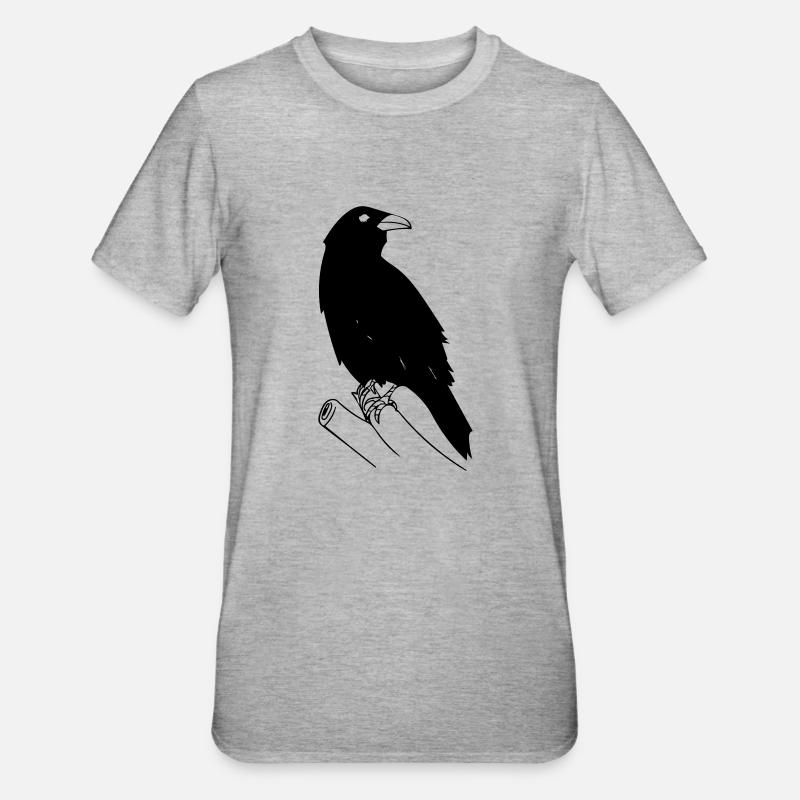 Krähe - Unisex Polycotton T-Shirt - Grau meliert
