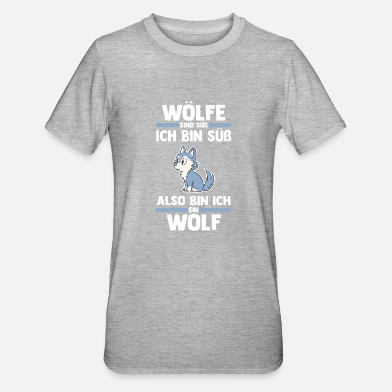 Tier Waldtier Wolf - Unisex Polycotton T-Shirt - Grau meliert