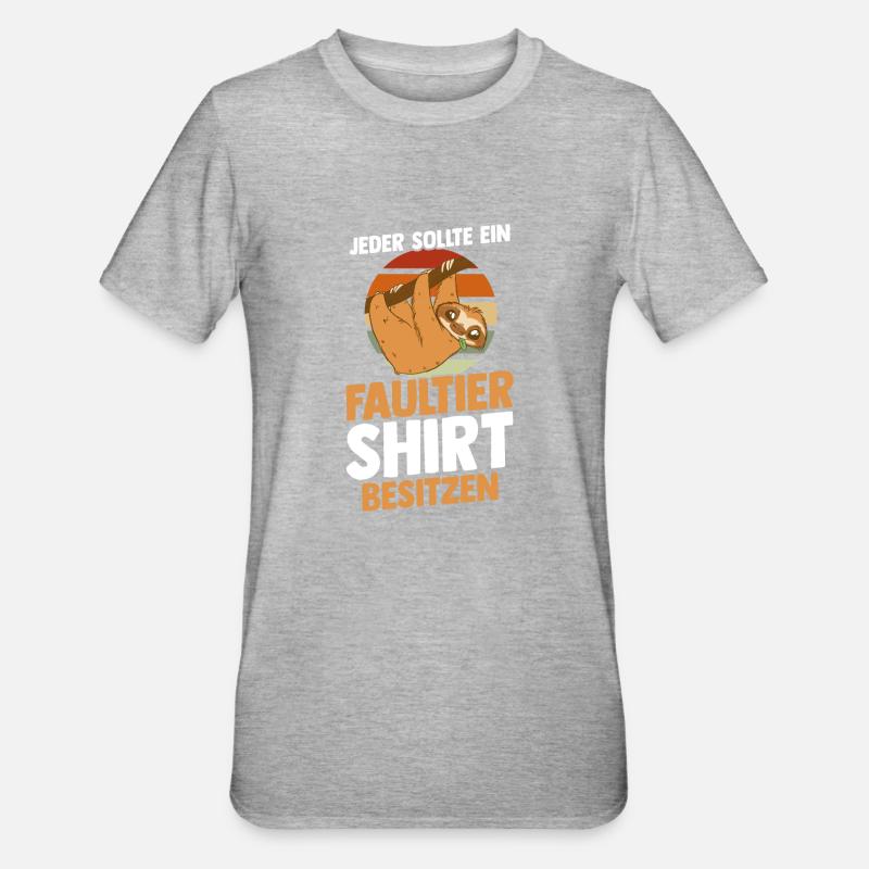 Faultier - Unisex Polycotton T-Shirt - Grau meliert