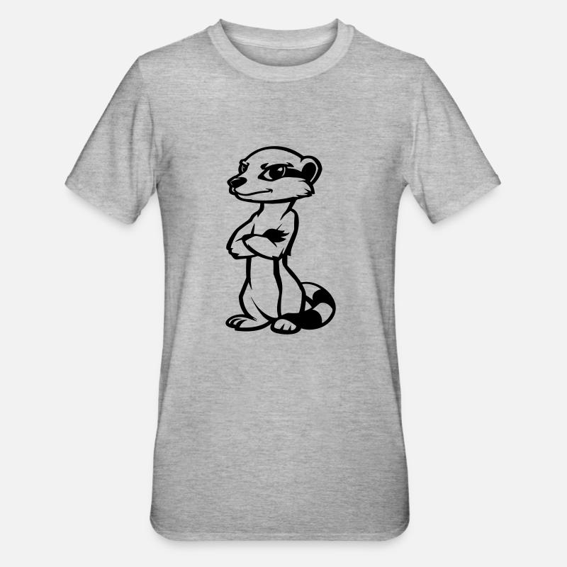 erdmännchen comic - Unisex Polycotton T-Shirt - Grau meliert