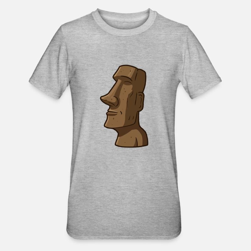Statue de l’île de Pâques - T-shirt polycoton Unisexe - gris chiné