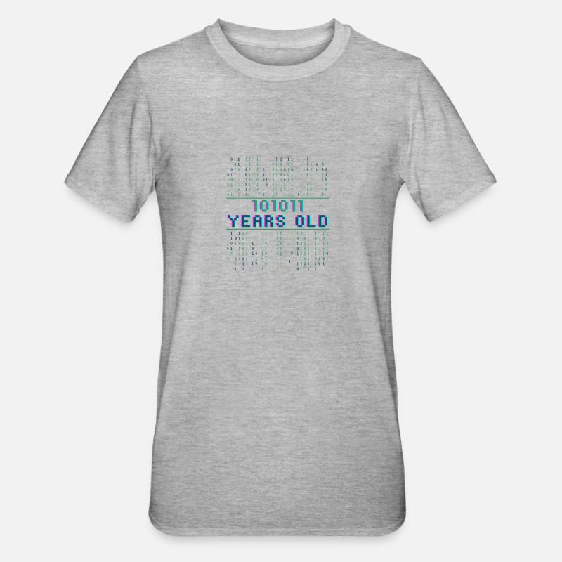 43rd birthday 43 years old Binary Code Computer Science - Unisex Polycotton T-Shirt - heather grey