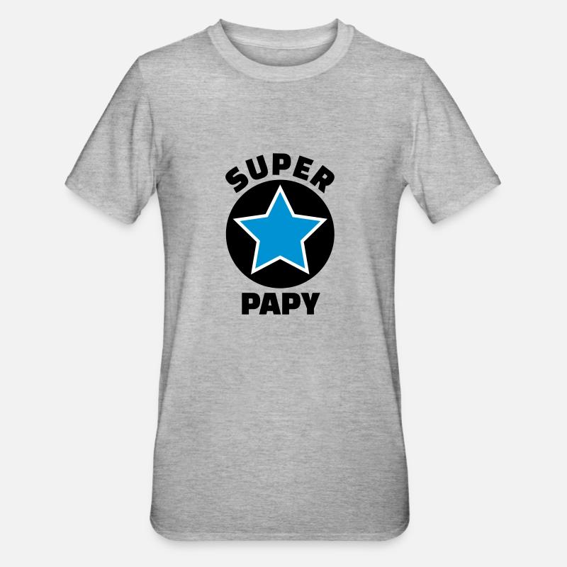 super papy (v.5) - T-shirt polycoton Unisexe - gris chiné