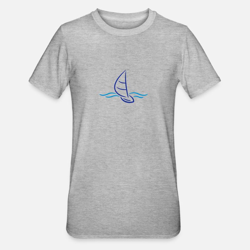 Sailing Boad And Waves Logo - Unisex Polycotton T-Shirt - heather grey