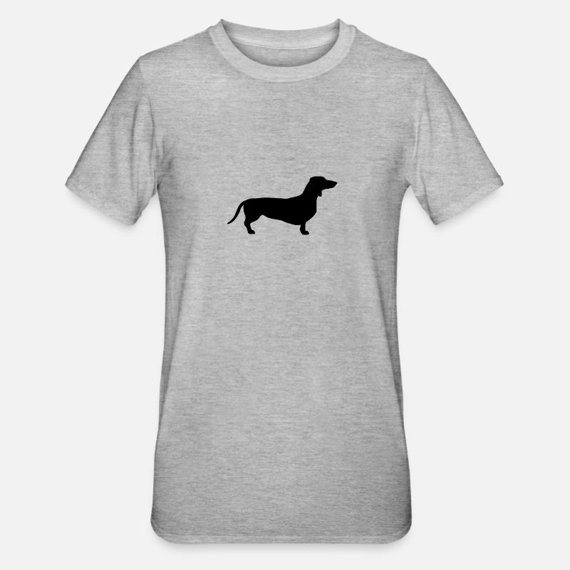noir teckel - T-shirt polycoton Unisexe - gris chiné
