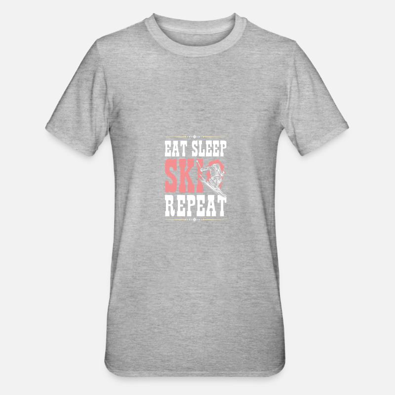 Manger Sleep Ski Répéter - T-shirt polycoton Unisexe - gris chiné