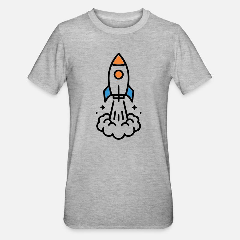 Comic spatial Rocket Launch - T-shirt polycoton Unisexe - gris chiné