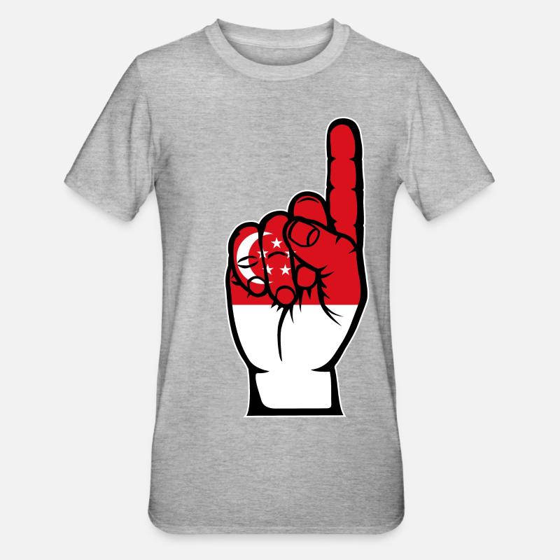 Drapeau de Singapour numéro 1 - T-shirt polycoton Unisexe - gris chiné