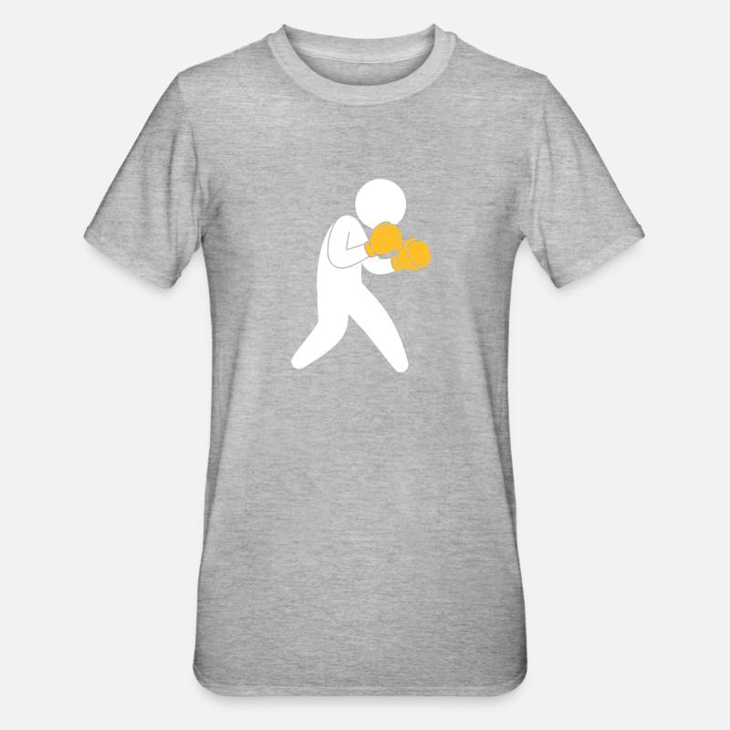 Un boxeur exerçant dans l'anneau - T-shirt polycoton Unisexe - gris chiné