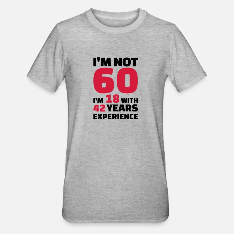 60 Anniversaire - T-shirt polycoton Unisexe - gris chiné