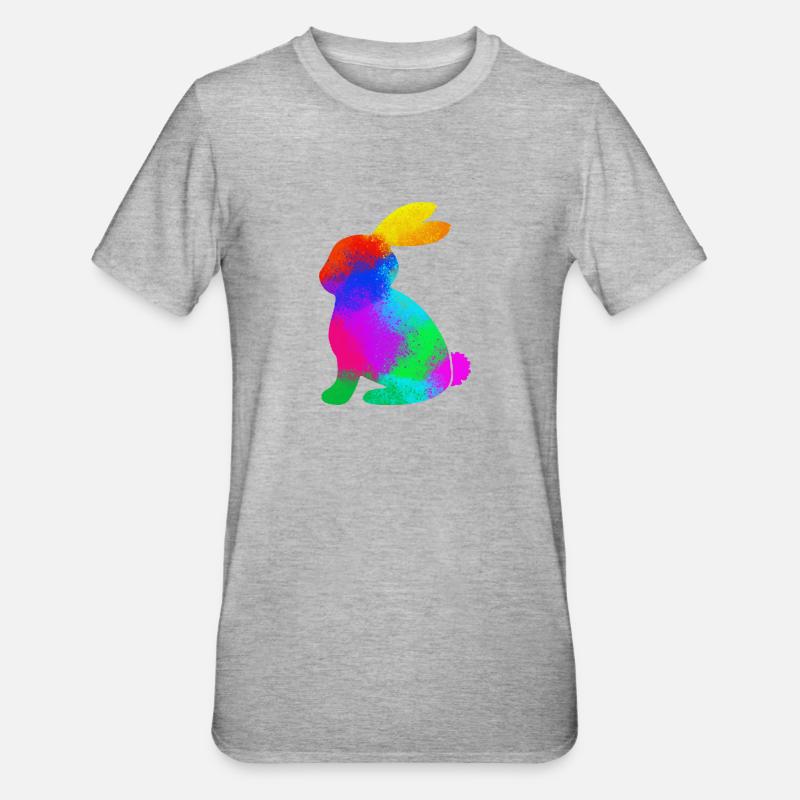 colorful rabbit - Unisex Polycotton T-Shirt - heather grey