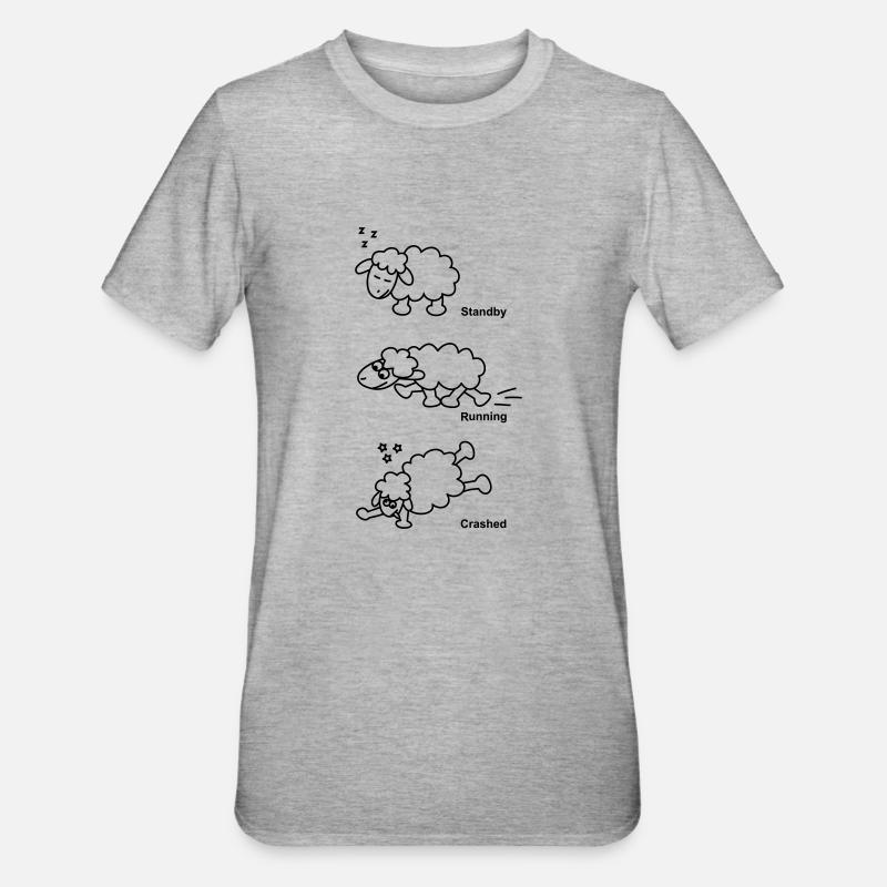 Schaf Standby Running Crashed - Unisex Polycotton T-Shirt - Grau meliert
