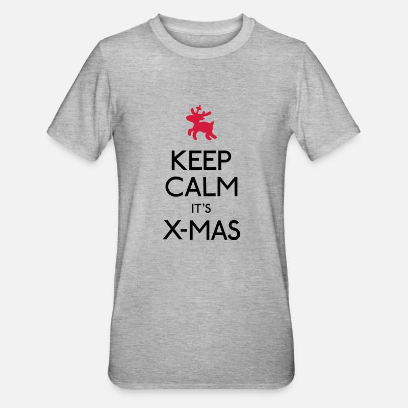 Keep Calm X-mas - T-shirt polycoton Unisexe - gris chiné