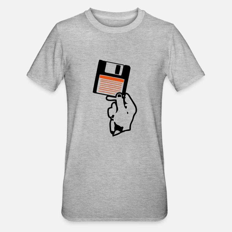 Ich halte dir eine Handdiskette. - Unisex Polycotton T-Shirt - Grau meliert