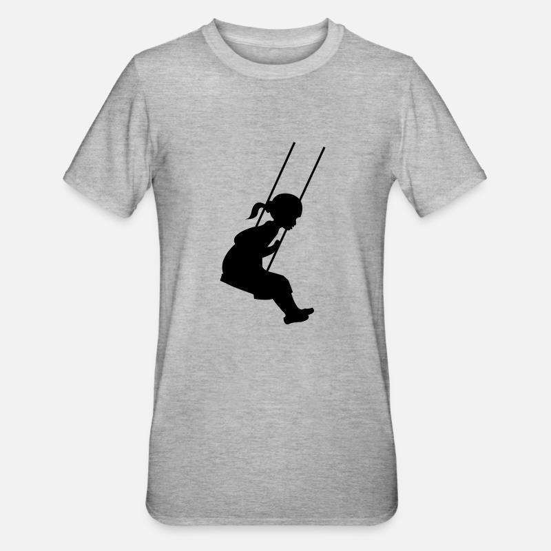 mädchen schaukel - Unisex Polycotton T-Shirt - Grau meliert